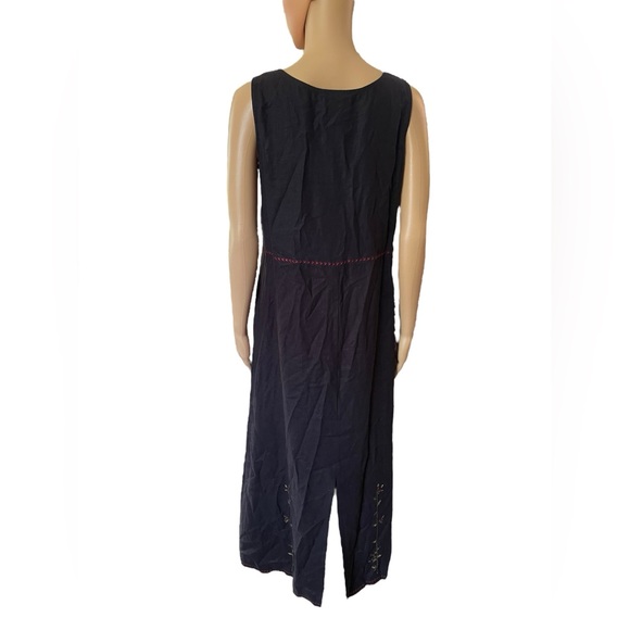 Uniform John Paul Richard Vintage 90s Whimsygoth Linen Embroidered Floral Dress - Picture 5 of 6